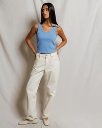 perfectwhitetee Blondie - Structured Rib Bra Friendly Tank in Pacific Blue 2 - Bliss Boutiques