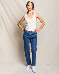 perfectwhitetee Blondie - Structured Rib Bra Friendly Tank in Sugar 2 - Bliss Boutiques