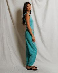 perfectwhitetee Blondie - Structured Rib Bra Friendly Tank in Teal Blue 3 - Bliss Boutiques
