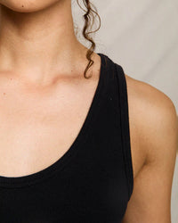 perfectwhitetee Blondie - Structured Rib Bra Friendly Tank in True Black 3 - Bliss Boutiques