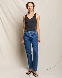 perfectwhitetee Blondie - Structured Rib Bra Friendly Tank in Vintage Black 2 - Bliss Boutiques