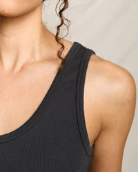 perfectwhitetee Blondie - Structured Rib Bra Friendly Tank in Vintage Black 3 - Bliss Boutiques