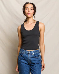 perfectwhitetee Blondie - Structured Rib Bra Friendly Tank in Vintage Black 1 - Bliss Boutiques