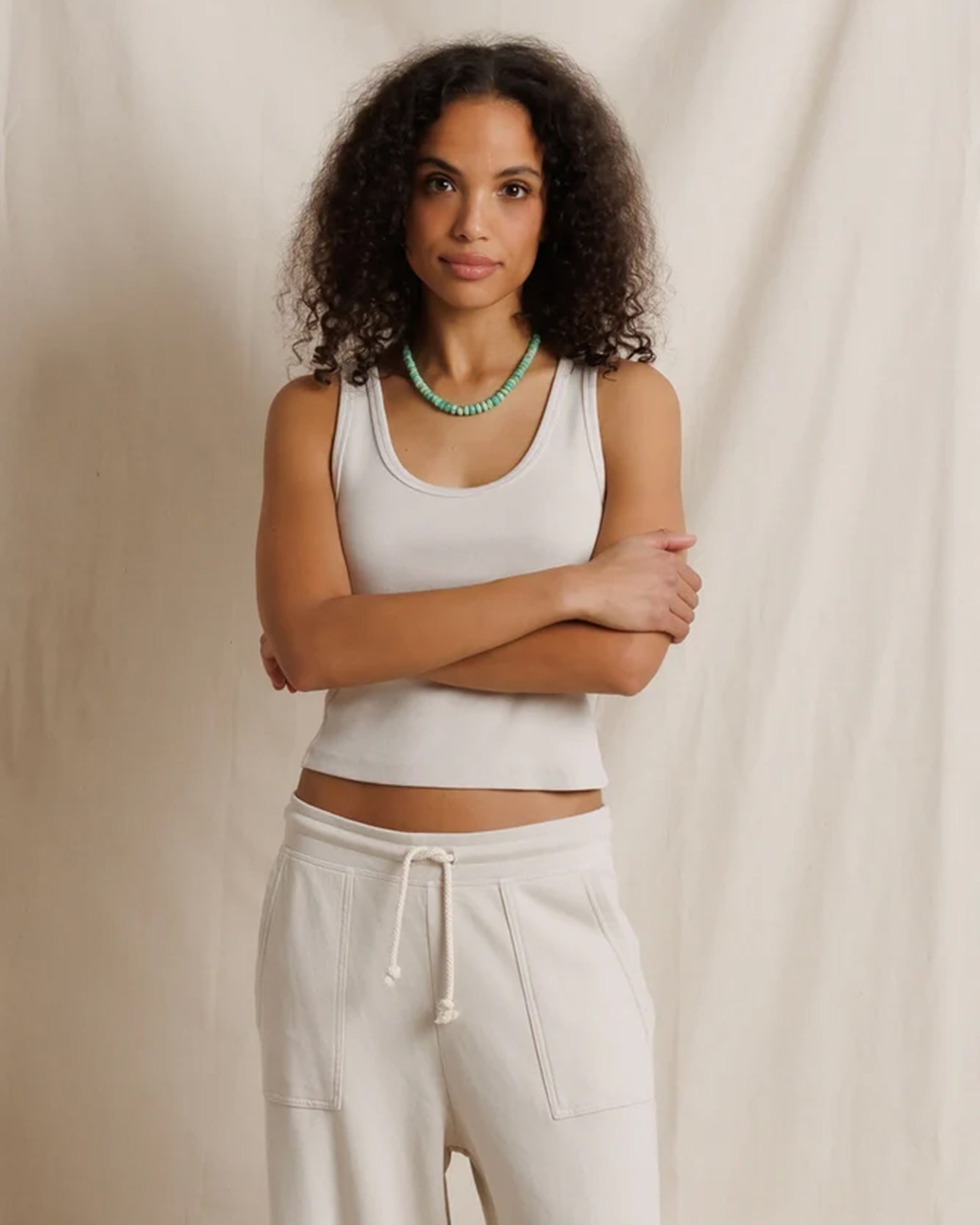Blondie - Structured Rib Bra Friendly Tank in Whitecap Grey