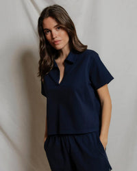 perfectwhitetee Charlie - Tennessee Jersey Short Sleeve Polo in Navy 1 - Bliss Boutiques