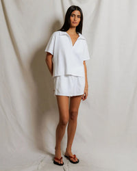 perfectwhitetee Charlie - Tennessee Jersey Short Sleeve Polo in White 2 - Bliss Boutiques
