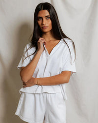 perfectwhitetee Charlie - Tennessee Jersey Short Sleeve Polo in White 1 - Bliss Boutiques