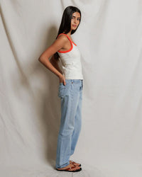 perfectwhitetee Cherry - Cotton Ringer Tank in Bright Ivory + Clementine 2 - Bliss Boutiques