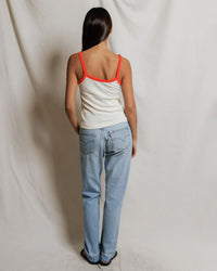 perfectwhitetee Cherry - Cotton Ringer Tank in Bright Ivory + Clementine 3 - Bliss Boutiques