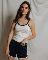 perfectwhitetee Cherry - Cotton Ringer Tank in Bright Ivory + Navy 2 - Bliss Boutiques
