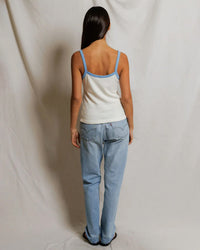 perfectwhitetee Cherry - Cotton Ringer Tank in Bright Ivory + Pacific Blue 5 - Bliss Boutiques