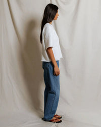 perfectwhitetee Ezra - Dry French Terry Short Sleeve Sweatshirt in White 4 - Bliss Boutiques