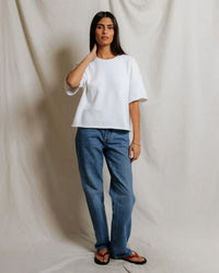 perfectwhitetee Ezra - Dry French Terry Short Sleeve Sweatshirt in White 2 - Bliss Boutiques