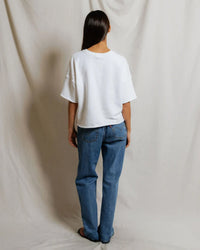 perfectwhitetee Ezra - Dry French Terry Short Sleeve Sweatshirt in White 5 - Bliss Boutiques