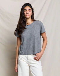 perfectwhitetee Harley - Cotton Short Sleeve Boxy Crew Tee in Heather Grey 1 - Bliss Boutiques