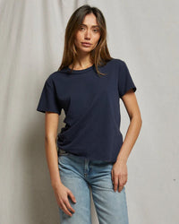 perfectwhitetee Harley - Cotton Short Sleeve Boxy Crew Tee in Navy 1 - Bliss Boutiques