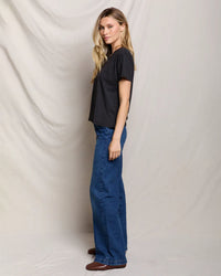 perfectwhitetee Harley - Cotton Short Sleeve Boxy Crew Tee in True Black 2 - Bliss Boutiques