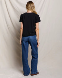 perfectwhitetee Harley - Cotton Short Sleeve Boxy Crew Tee in True Black 4 - Bliss Boutiques