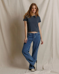 perfectwhitetee Harley - Cotton Short Sleeve Boxy Crew Tee in Turbulence 2 - Bliss Boutiques