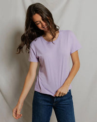 perfectwhitetee Harley - Cotton Short Sleeve Boxy Crew Tee in Ultraviolet 1 - Bliss Boutiques