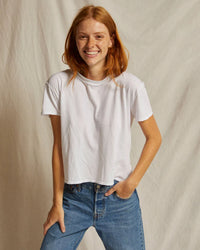 perfectwhitetee Harley - Cotton Short Sleeve Boxy Crew Tee in White 1 - Bliss Boutiques