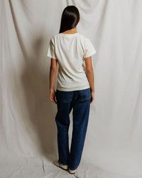 perfectwhitetee Hendrix - Cotton Short Sleeve Boxy V Neck Tee in Bright Ivory 5 - Bliss Boutiques
