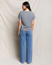 perfectwhitetee Hendrix - Cotton Short Sleeve Boxy V Neck Tee in Heather Grey 5 - Bliss Boutiques