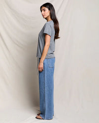perfectwhitetee Hendrix - Cotton Short Sleeve Boxy V Neck Tee in Heather Grey 4 - Bliss Boutiques