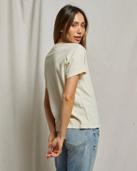 perfectwhitetee Hendrix - Cotton Short Sleeve Boxy V Neck Tee in Sugar 4 - Bliss Boutiques