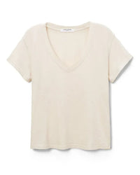 perfectwhitetee Hendrix - Cotton Short Sleeve Boxy V Neck Tee in Sugar 5 - Bliss Boutiques