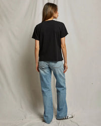 perfectwhitetee Hendrix - Cotton Short Sleeve Boxy V Neck Tee in True Black 4 - Bliss Boutiques