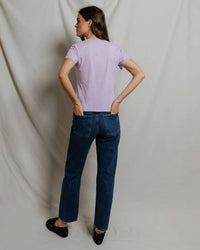 perfectwhitetee Hendrix - Cotton Short Sleeve Boxy V Neck Tee in Ultraviolet 4 - Bliss Boutiques