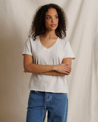 perfectwhitetee Hendrix - Cotton Short Sleeve Boxy V Neck Tee in Whitecap Grey 1 - Bliss Boutiques