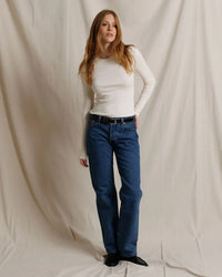perfectwhitetee Ivanna - Micro Modal Rib Long Sleeve in Natural 2 - Bliss Boutiques