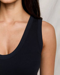 perfectwhitetee Jordan - U Neck Ribbed Tank in True Black 3 - Bliss Boutiques
