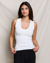 perfectwhitetee Jordan - U Neck Ribbed Tank in White 1 - Bliss Boutiques