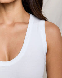 perfectwhitetee Jordan - U Neck Ribbed Tank in White 3 - Bliss Boutiques