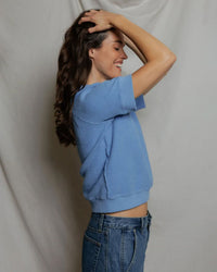 perfectwhitetee Kennedy - Core Fleece Short Sleeve in Pacific Blue 4 - Bliss Boutiques