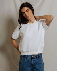 perfectwhitetee Kennedy - Core Fleece Short Sleeve in White 2 - Bliss Boutiques