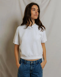 perfectwhitetee Kennedy - Core Fleece Short Sleeve in White 1 - Bliss Boutiques