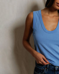 perfectwhitetee Khara - Crispy Cotton Tank in Pacific Blue 3 - Bliss Boutiques