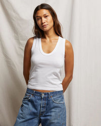 perfectwhitetee Khara - Rib Scoop Tank in White 1 - Bliss Boutiques