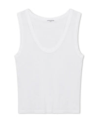 perfectwhitetee Khara - Rib Scoop Tank in White 4 - Bliss Boutiques