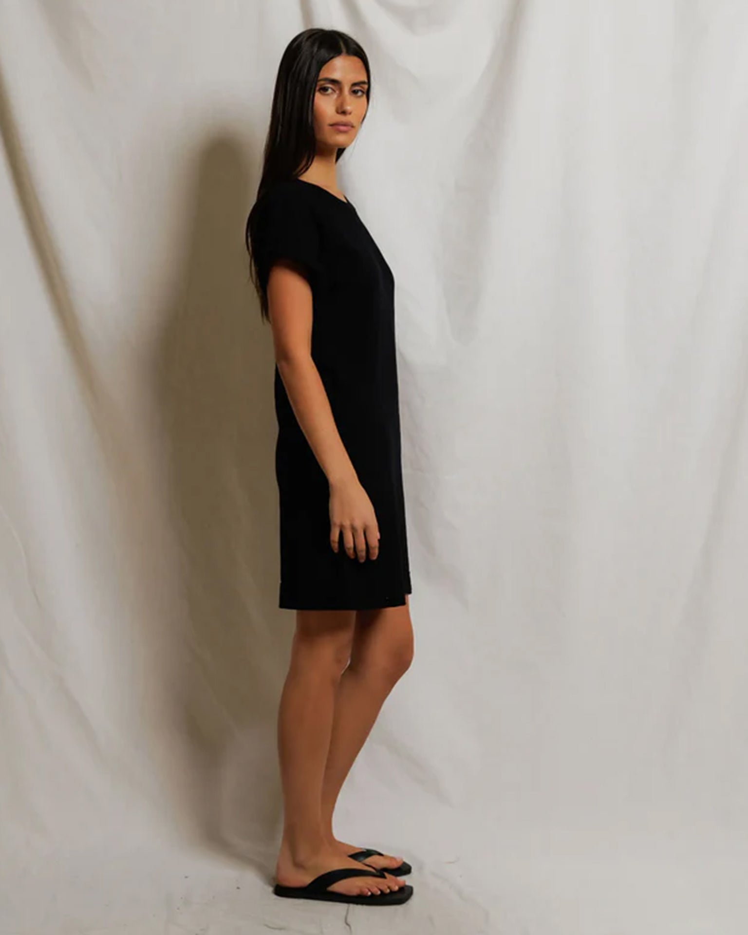 black jersey dress short sleeve Josie Black Jersey Mini Dress