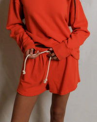 perfectwhitetee Layla - French Terry Sweat Shorts in Clementine 2 - Bliss Boutiques