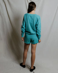 perfectwhitetee Layla - French Terry Sweat Shorts in Teal Blue 3 - Bliss Boutiques