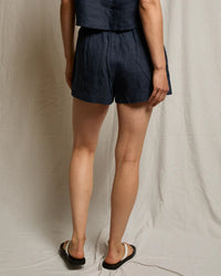 perfectwhitetee Malin - Linen Shorts in Navy 3 - Bliss Boutiques