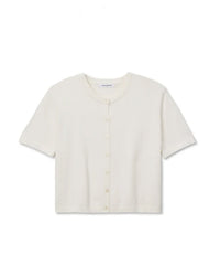 perfectwhitetee Maude - Cotton Short Sleeve Cardigan in White 6 - Bliss Boutiques