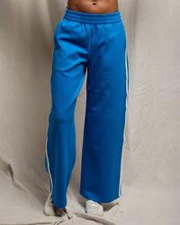 perfectwhitetee Mikos Wideleg Pant with Stripe in Cobalt 1 - Bliss Boutiques