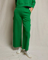 perfectwhitetee Mikos Wideleg Pant with Stripe in Grass 1 - Bliss Boutiques